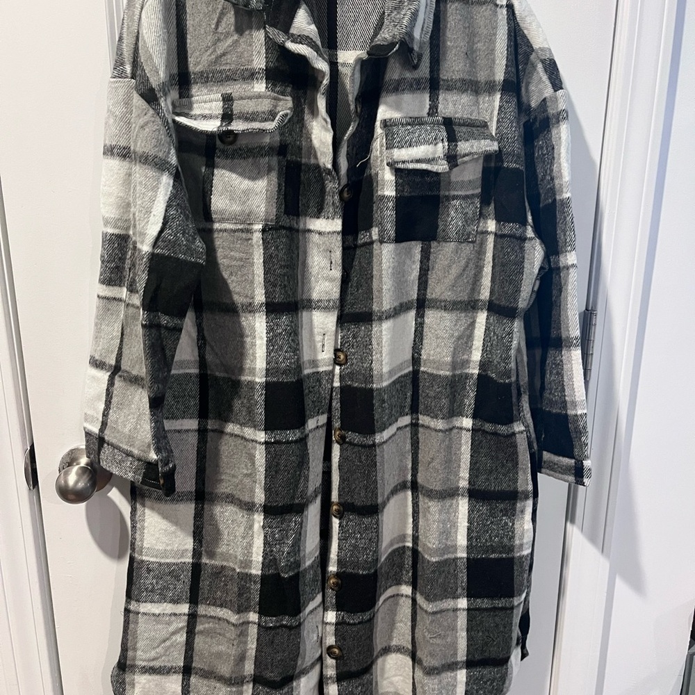 Plaid Button-Up Shirt Dress